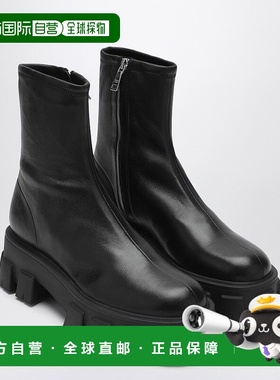 香港直邮Prada 普拉达 女士 MONOLITH 黑色弹力软羊皮短靴 1U117O