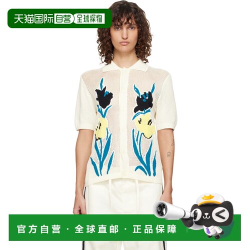 1h可退 香港直邮Marni 玛尼 女士 米色 Polo-Collar & Flowers 衬