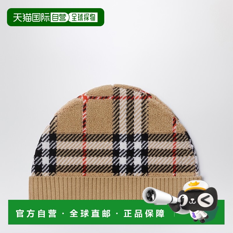 香港直邮Burberry 巴宝莉 男童 Sand-colored 格纹图案小便帽童装