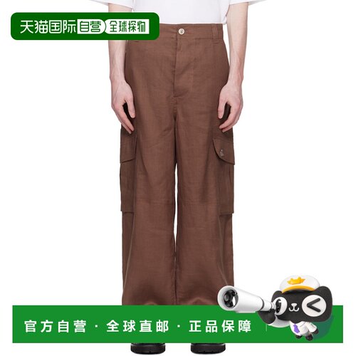 香港直邮Marni 玛尼 男士 棕色 Wave Logo Ramie 工装裤 PUMU0330