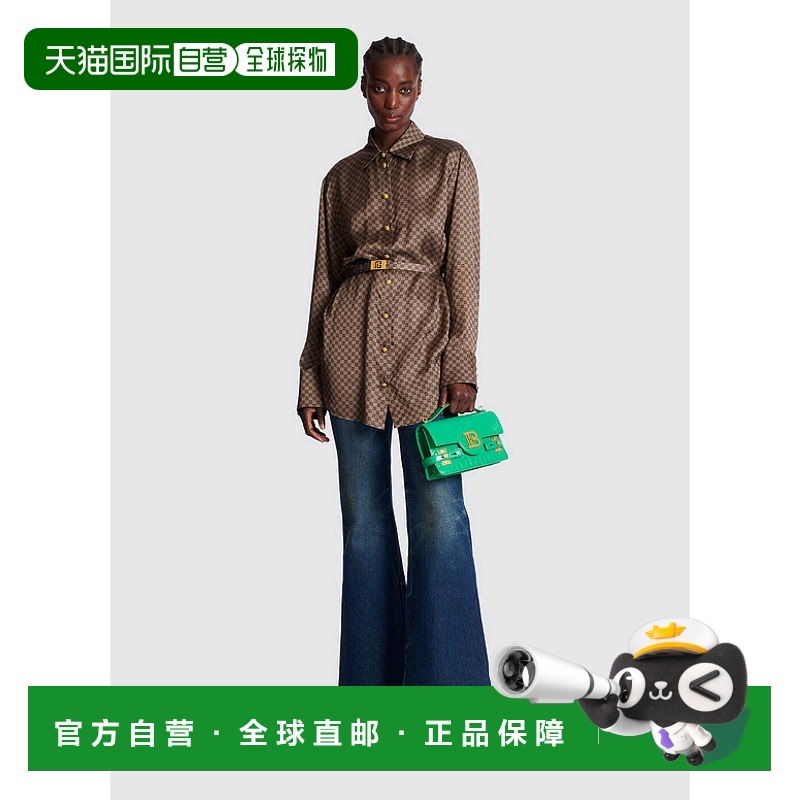 香港直邮Balmain 迷你字母印花衬衫 BF0HS270VD98门襟长袖
