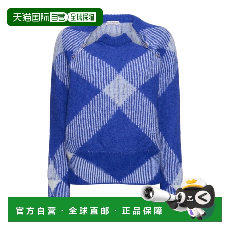 香港直邮Burberry 格纹针织方领毛衣 78I-NGL010