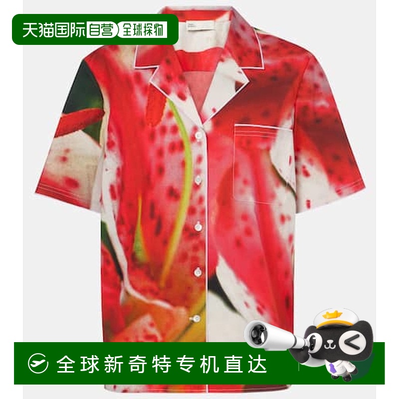 1h可退 香港直邮Tory Burch 托里 伯奇 女士 印花棉混纺斜纹布衬
