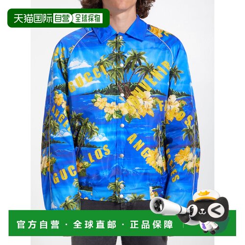1h可退 香港直邮GUCCI 男士夹克 694137ZAJI04216 AW2022 浅蓝色