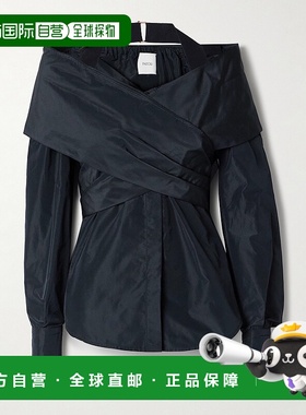 1h可退 香港直邮Patou 女士 露肩裹式缎面衫 BL037699N blue蓝色