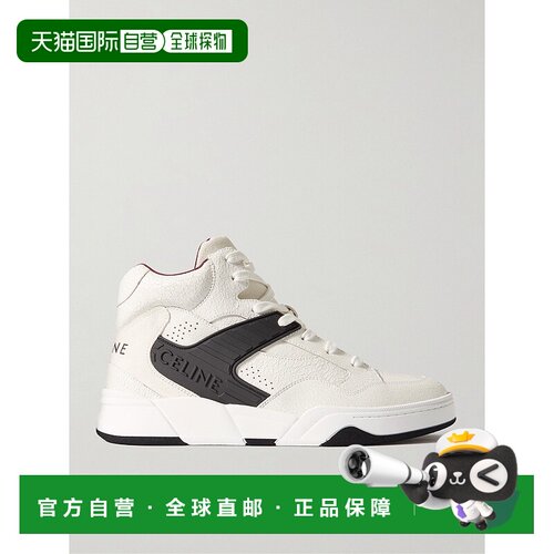 香港直邮Celine 思琳 男士 CT-06 橡胶边裂纹皮革高帮运动鞋 3548
