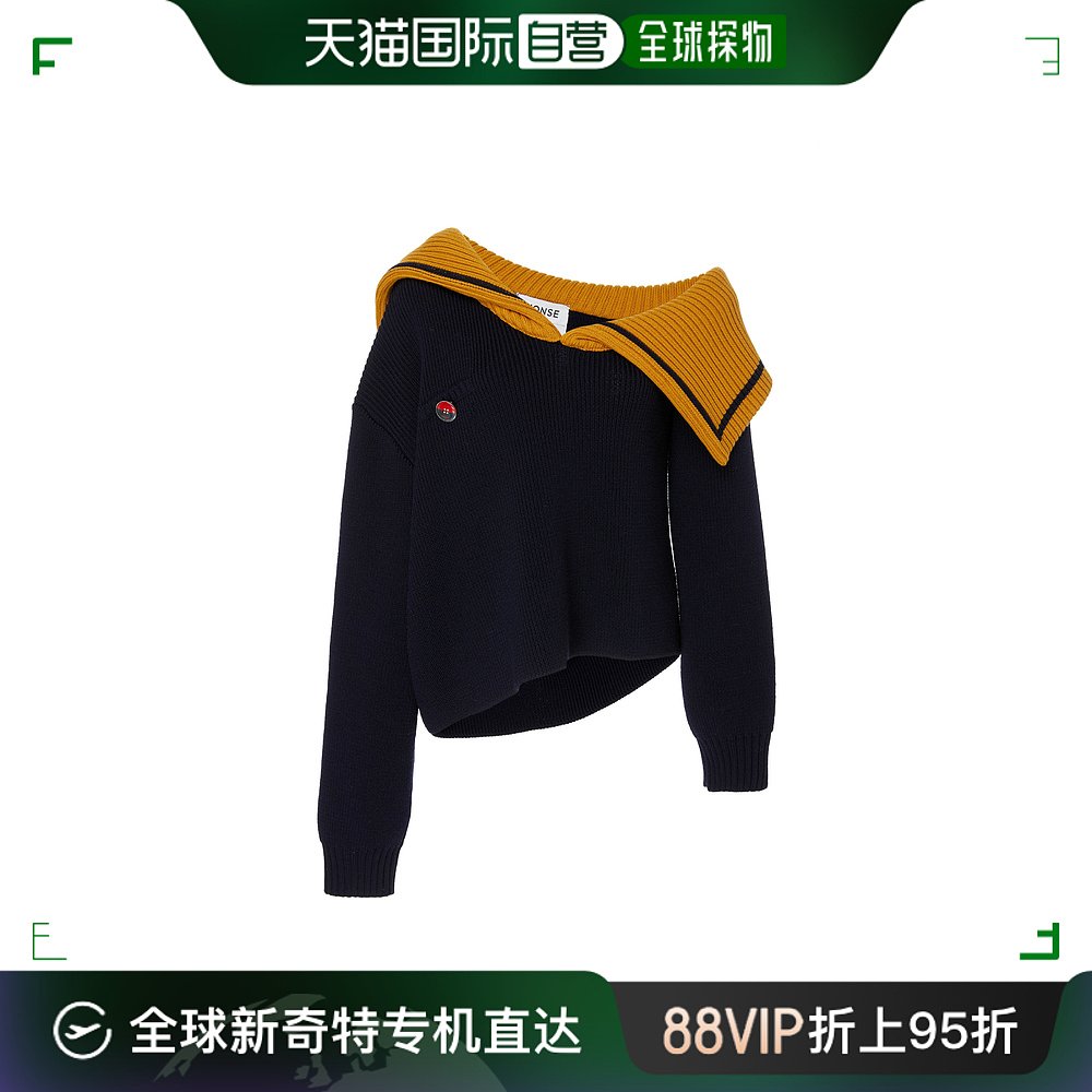 香港直邮MONSE 女拼色女士针织衫/毛衣 MP19C0111HAR-NAVY 女装/女士精品 真丝上装 原图主图