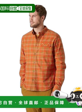 自营欧洲直邮Helly Hansen 男士橙色棉经典格纹Ls衬衫