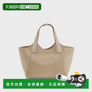 自营欧洲直邮Hugo Boss 女士浅米色牛皮绒面革手提包