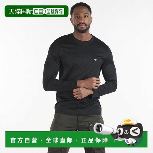 欧洲直邮Emporio Armani阿玛尼衣服男黑色长袖T恤衫EM004591男装