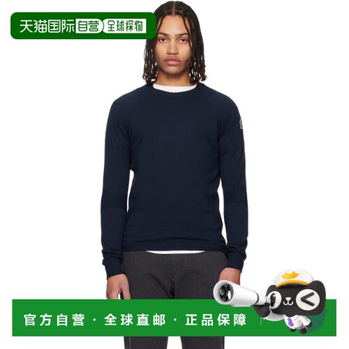 1h可退 香港直邮moncler 盟可睐 男士 海军蓝圆领针织衫 L10979C0