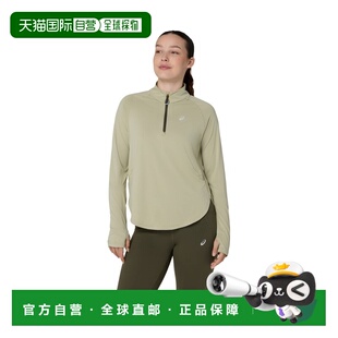 自营欧洲直邮ASICS亚瑟士 Nagino Run女士卡其色1/4拉链长袖T恤