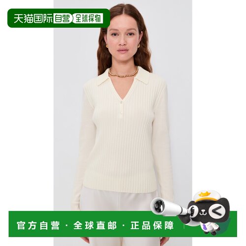 香港直邮THEORY 希尔瑞 女士 Front 罗纹带领长袖上衣针织衫