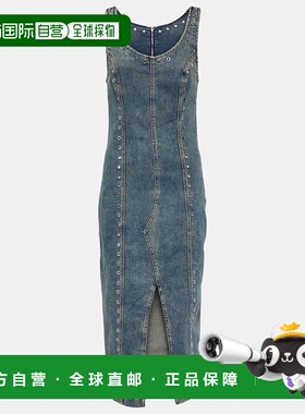 1h可退 香港直邮Blumarine 蓝色情人 女士 精饰牛仔中长连衣裙 00
