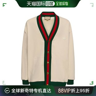 织带细节棉质针织开衫 香港直邮Gucci 99新未使用 古驰 男士