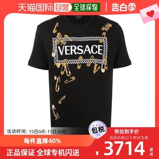 A87385A228806A1008 香港直邮Versace 黑色徽标印花T恤