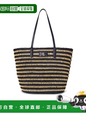 香港直邮Ralph Lauren Brie 大号条纹草编手提包 431959019