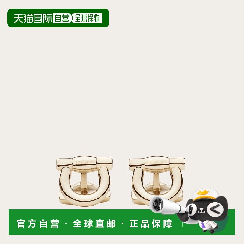 自营欧洲直邮Ferragamo菲拉格慕 Gancini男士金色镀金黄铜袖扣