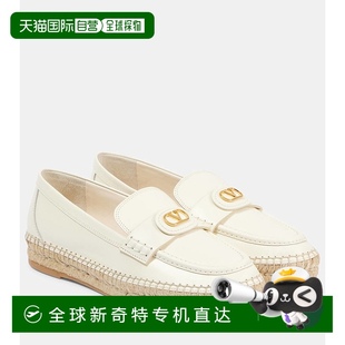 香港直邮Valentino 女士 1h可退 华伦天奴 VLogo 标志皮质麻底鞋