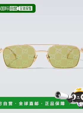 香港直邮Gucci 古驰 男士 GG 矩形太阳眼镜 green绿色 舒适时尚
