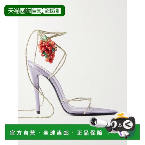 1h可退 Saint Laurent 圣罗兰 女士 山羊皮边精饰绸缎凉鞋 859987