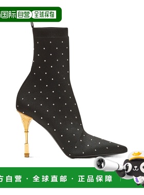 香港直邮Balmain Moneta 水钻针织踝靴 BN1TA855TKKD女靴袜靴高跟