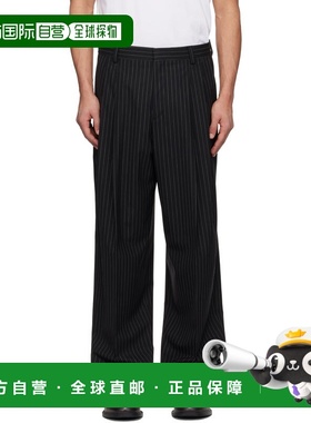 1h可退 香港直邮boss 雨果 男士 黑色 Wide-Leg Pinstripe 长裤 5