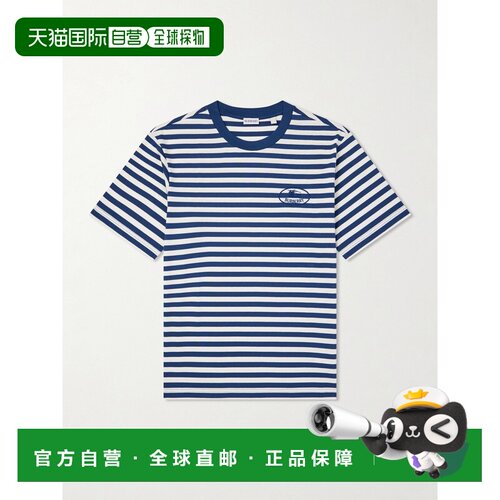 香港直邮Burberry 巴宝莉 男士 Ryan Logo刺绣条纹棉混纺针织T恤