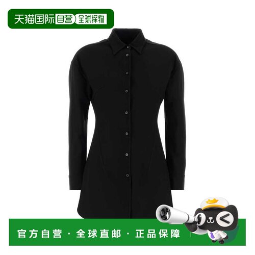 香港直邮Jil Sander 吉尔 桑达 女士 黑色羊毛混纺衬衫 J03DL0236