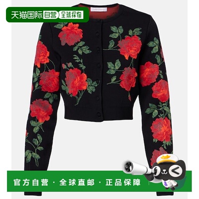 香港直邮CAROLINA HERRERA 女士 花朵短款提花针织开衫