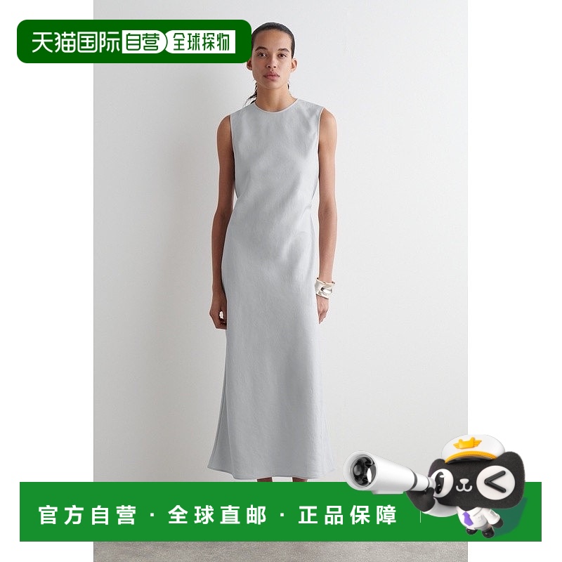 自营欧洲直邮COS 女士灰蓝色莱赛尔纤维连衣裙新款