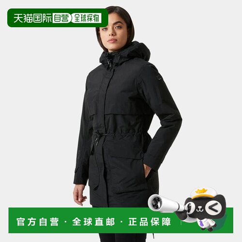 自营欧洲直邮Helly Hansen 女士黑色聚酰胺Boyne保暖派克大衣2.0