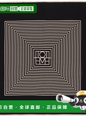 1h可退 香港直邮toteme 女士 黑色 Centered Monogram Silk 方巾