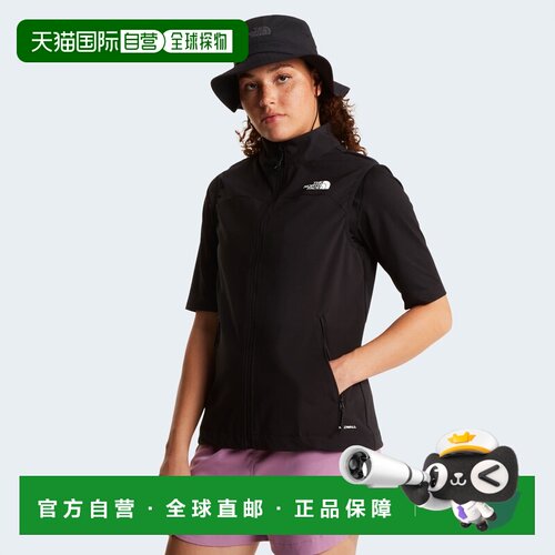 自营欧洲直邮The North Face北面 女士黑色聚酯纤维防风软壳马甲