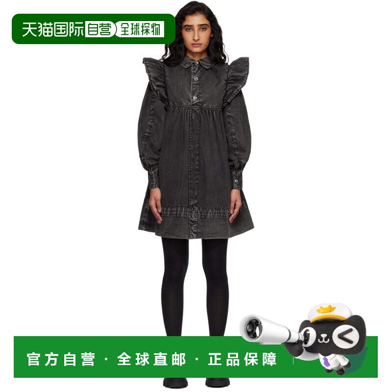 香港直邮GANNI 甘尼 女士 黑色 Washed Shirt 牛仔连衣裙 A103012