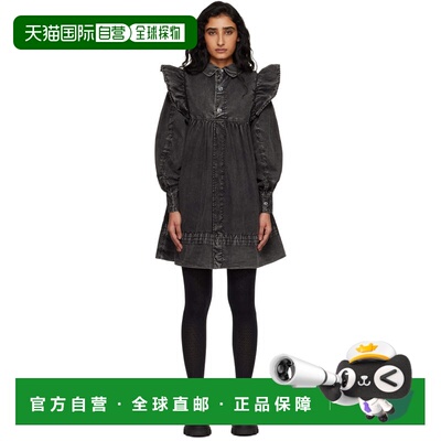 香港直邮GANNI 甘尼 女士 黑色 Washed Shirt 牛仔连衣裙 A103012