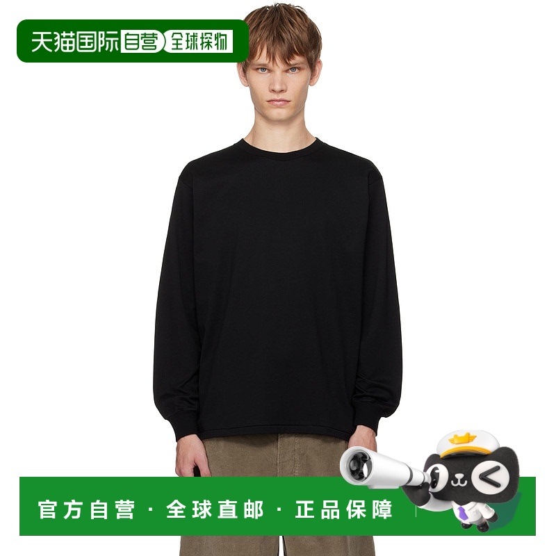 1h可退 香港直邮AURALEE 男士 黑色 Luster Plaiting 长袖 T 恤 A