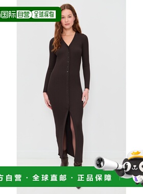 1h可退 香港直邮Staud 女士 Shoko 长款针织连衣裙 brown棕色 舒