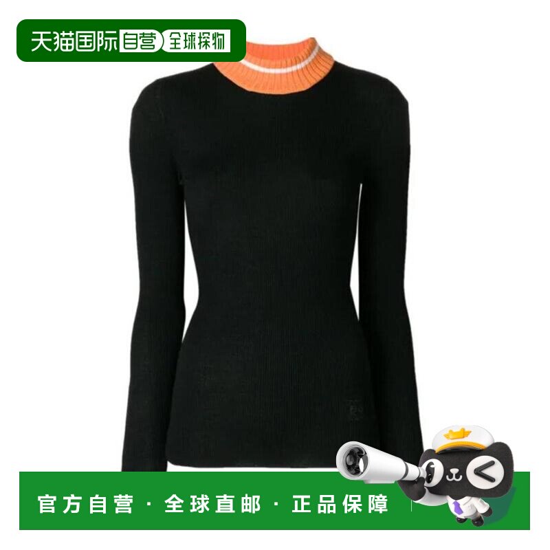 香港直邮LOEWE 女士针织衫 D3289090SM1109 AW2018 黑色 撞色中领