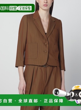 香港直邮Dries Van Noten 德赖斯 范诺顿 女士 棕色短款羊毛混纺