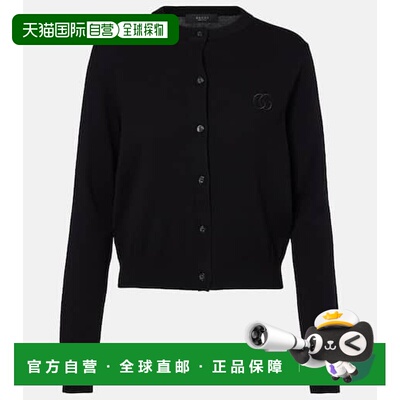 香港直邮Gucci 古驰 女士 双G羊毛针织开衫 black黑色 舒适时尚