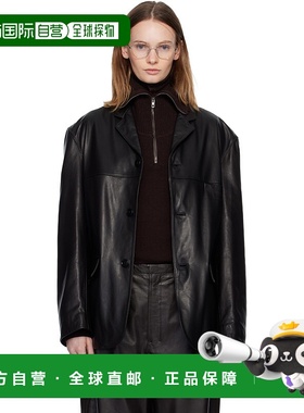香港直邮Lemaire 女士 黑色单排扣皮革夹克 OW1184LL0142皮夹克