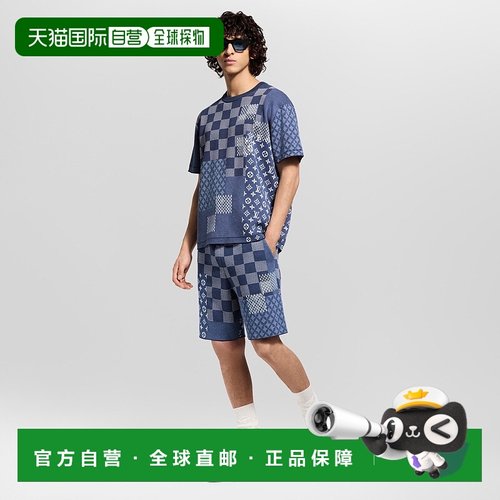 自营1h可退 欧洲直邮LV路易威登 Easy系列男士海军蓝色牛仔拼布老