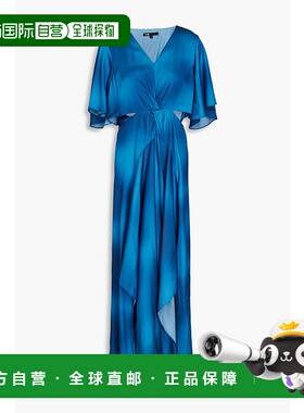 1h可退 香港直邮Maje 女士 裹式扎染缎面长款连衣裙 MFPRO03097BL