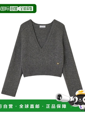 香港直邮Ganni V领长袖毛衣 K2629假两件