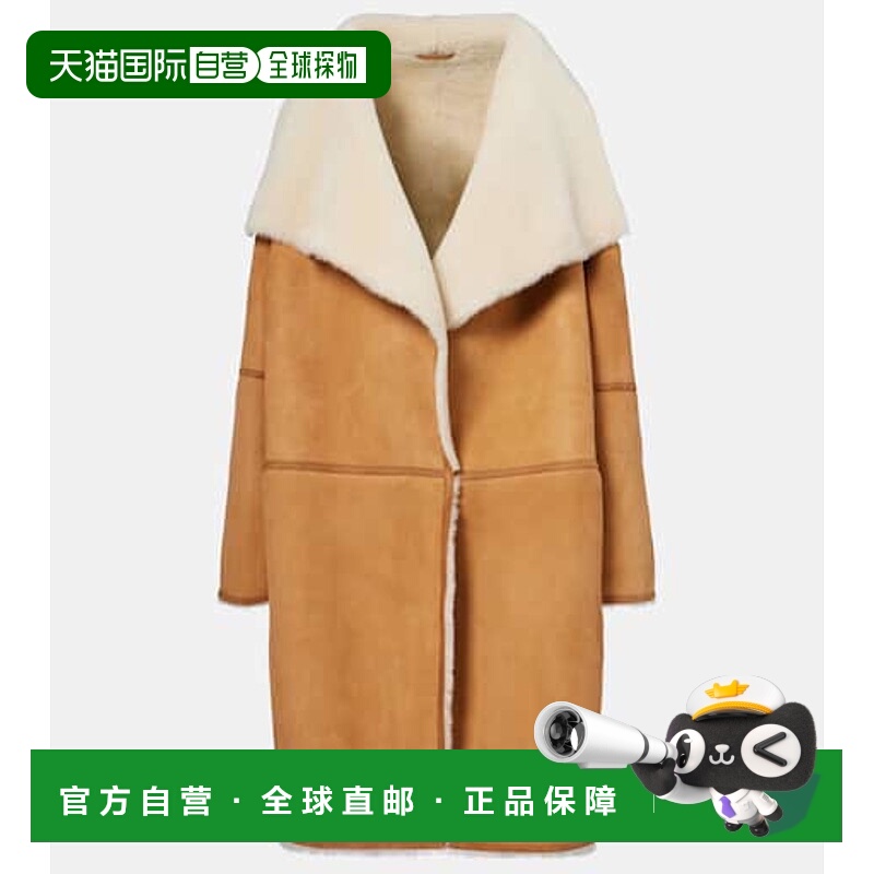 1h可退 香港直邮TOTÊME 女士 皮毛饰边绒面革大衣 beige米色 舒适