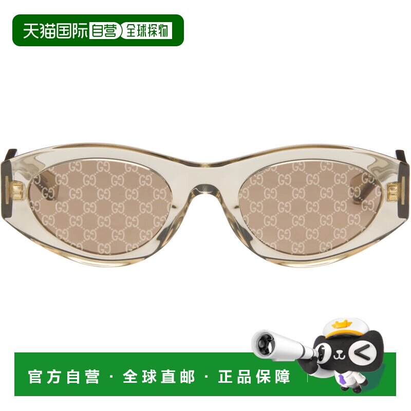 香港直邮Gucci 古驰 女士 黄色 Monogram Wirecore 太阳镜 GG2065