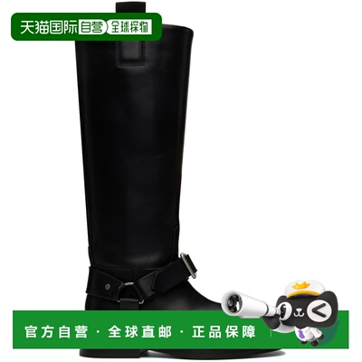 1h可退 香港直邮Burberry 巴宝莉 女士 黑色 Saddle 高筒靴 80753