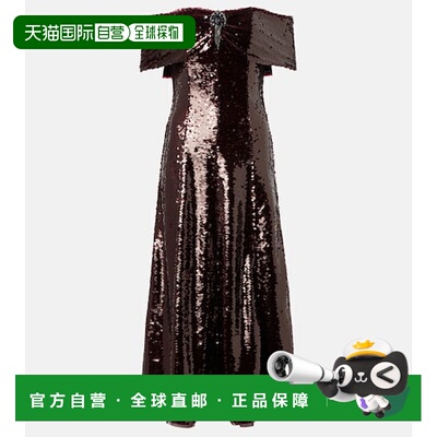 香港直邮Self-Portrait 女士 珠片露肩性感中长连衣裙女装