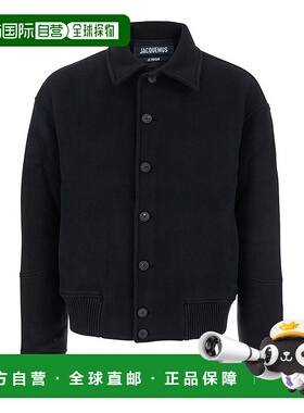 1h可退 香港直邮Jacquemus 男士 黑色经典款领溜肩羊毛夹克 OUM00